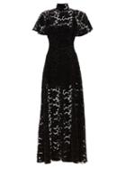 The Vampire's Wife - The Night Tremors Floral Flocked Maxi Dress - Womens - Black