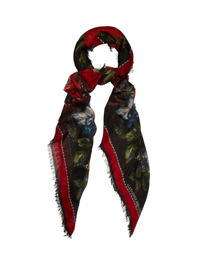 Alexander Mcqueen Floral-print Silk-blend Scarf