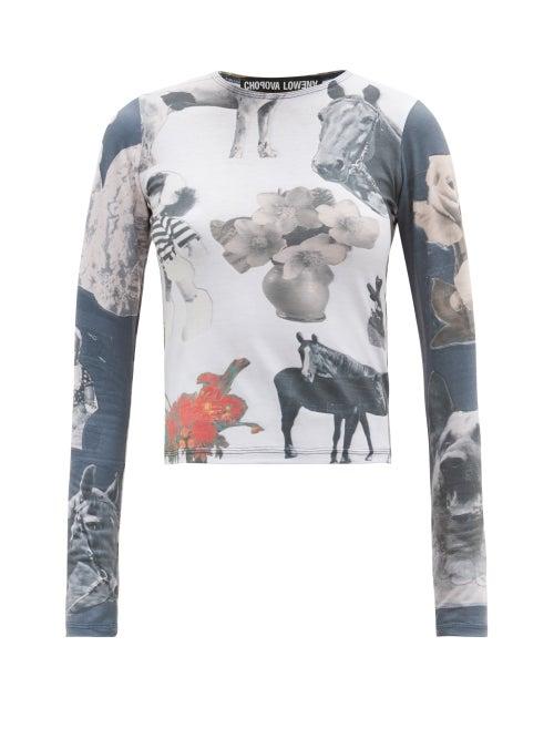 Matchesfashion.com Chopova Lowena - Collage-print Stretch-jersey Long-sleeved T-shirt - Womens - Black White