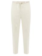 Matchesfashion.com Rochas - Belted Cotton Slim Leg Trousers - Mens - White