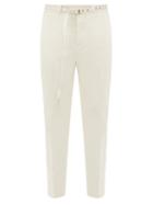 Matchesfashion.com Rochas - Belted Cotton Slim Leg Trousers - Mens - White