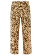 La Doublej - Boudoir Puzzle-print Silk Trousers - Womens - Yellow Multi