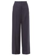 Matchesfashion.com The Row - Lianno High Rise Wide Leg Wool Trousers - Womens - Navy