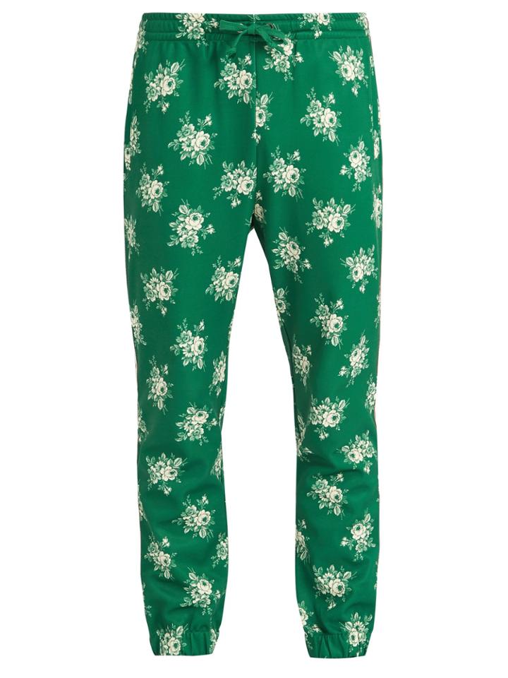 Gucci Floral-print Web-trimmed Jersey Track Pants