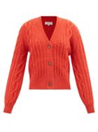 Lee Mathews - Stanford Wool-blend Cable-knit Cardigan - Womens - Red