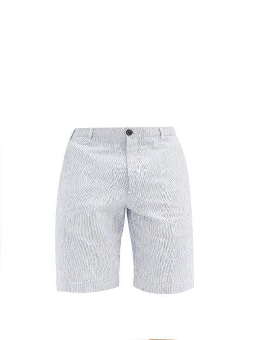 Matchesfashion.com J.w. Brine - Chris Striped Cotton-linen Shorts - Mens - Blue