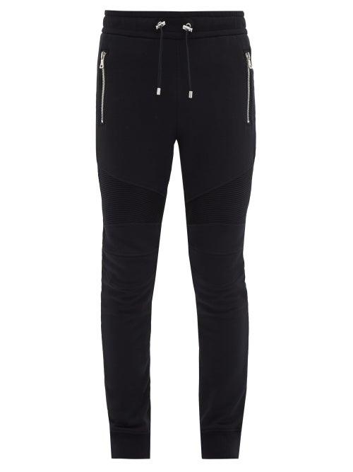 Matchesfashion.com Balmain - Biker Cotton Jersey Track Pants - Mens - Black