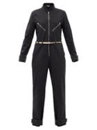 Matchesfashion.com Stella Mccartney - Logo-jacquard Belt Denim Jumpsuit - Womens - Black