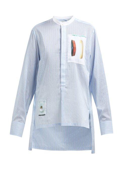 Matchesfashion.com Wales Bonner - Striped Cotton And Silk Blend Shirt - Womens - Blue White