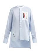 Matchesfashion.com Wales Bonner - Striped Cotton And Silk Blend Shirt - Womens - Blue White