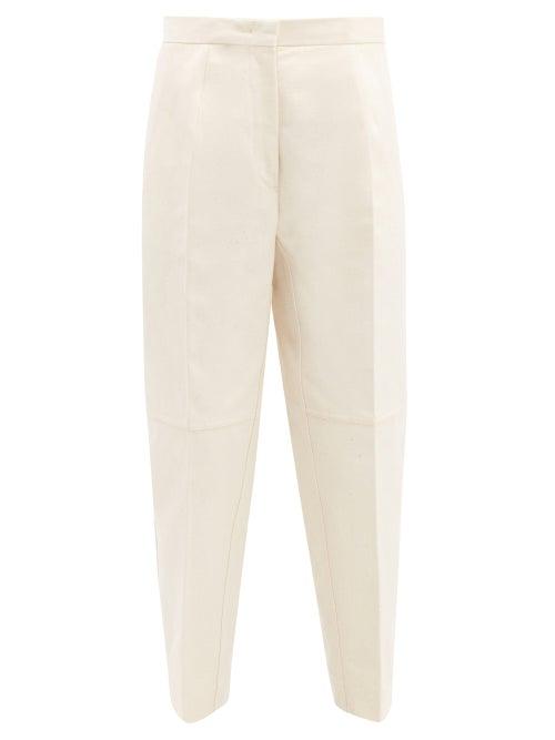 Matchesfashion.com Jil Sander - Leon Malfile Cotton Barrel Leg Cropped Trousers - Womens - Ivory