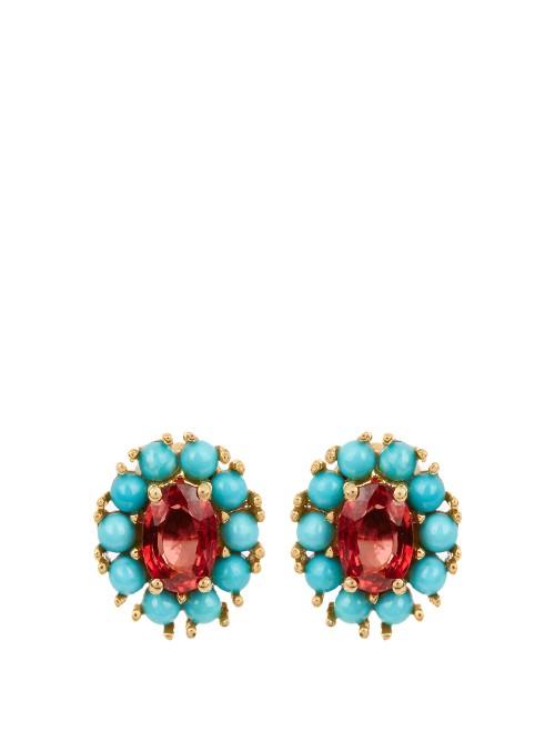 Ileana Makri Sapphire, Turquoise & Yellow-gold Earrings
