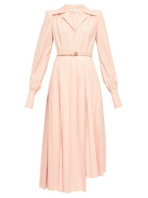 Matchesfashion.com Fendi - Gloria Belted Cotton-poplin Shirt Dress - Womens - Pink