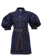 Matchesfashion.com Aje - Tori Puff-sleeve Denim Mini Dress - Womens - Denim