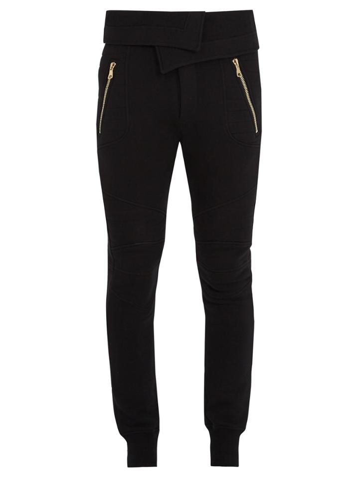 Balmain Foldover-waist Cotton Track Pants