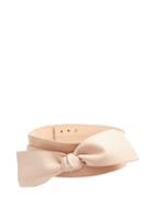 Matchesfashion.com Alexander Mcqueen - Wide Bow Embellished Leather Waist Belt - Womens - Nude