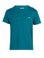Matchesfashion.com Hecho - Short Sleeved Linen T Shirt - Mens - Blue