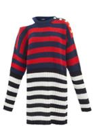 Balmain - Striped Wool-blend Sweater Dress - Womens - Multi