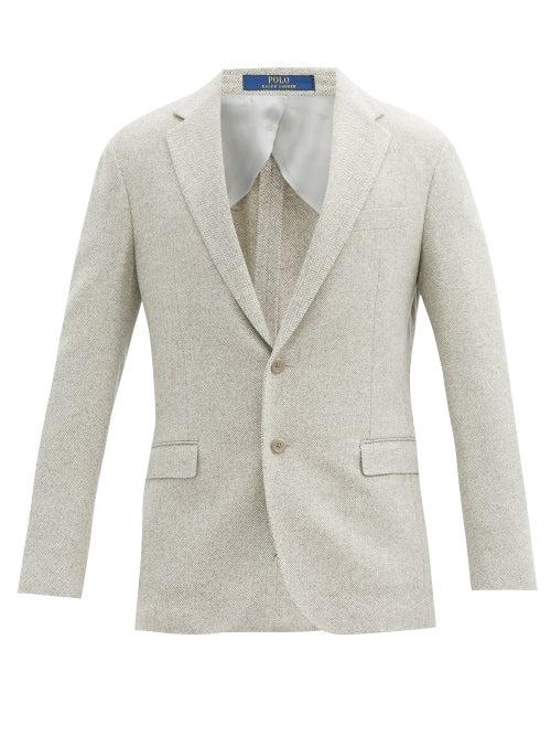 Matchesfashion.com Polo Ralph Lauren - Single-breasted Herringbone Wool-blend Blazer - Mens - Cream