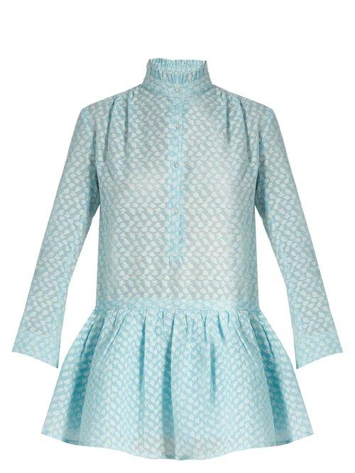 Matchesfashion.com Thierry Colson - Lizbeth Fil Coup Silk Gauze Dress - Womens - Light Blue