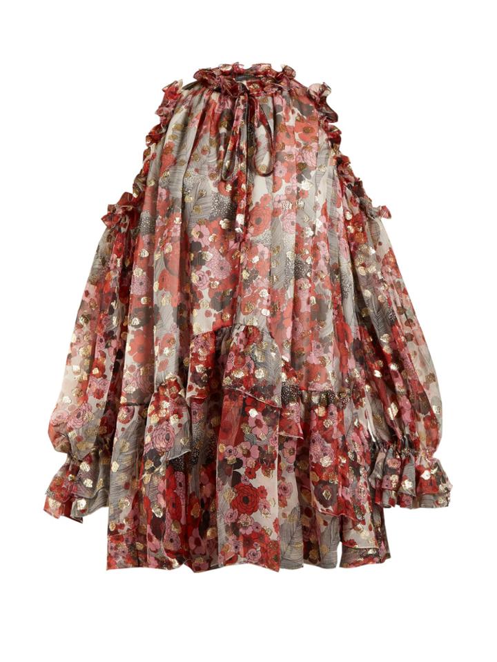 Alexander Mcqueen Ruffle-rimmed Fil Coup Jacquard Dress