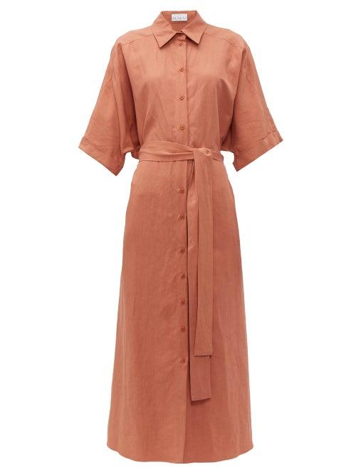 Matchesfashion.com Raey - Dolman Sleeve Silk Blend Shirtdress - Womens - Bronze