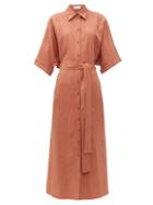 Matchesfashion.com Raey - Dolman Sleeve Silk Blend Shirtdress - Womens - Bronze