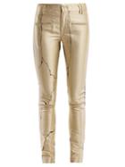 Matchesfashion.com Haider Ackermann - Mid Rise Jacquard And Leather Trousers - Womens - Gold