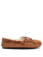 Quoddy - Fireside Shearling-lined Suede Slippers - Mens - Brown