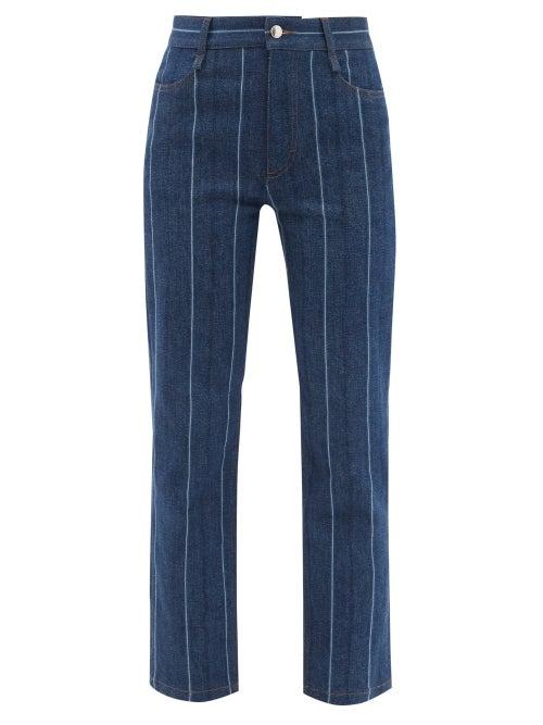 Chlo - High-rise Striped Cropped Straight-leg Jeans - Womens - Denim