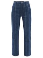 Chlo - High-rise Striped Cropped Straight-leg Jeans - Womens - Denim