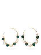Matchesfashion.com Erdem - Crystal & Faux-pearl Hoop Earrings - Womens - Green Multi
