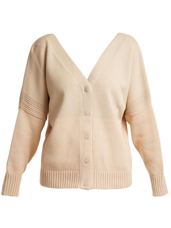 See By Chloé V-neck Tri-colour Cotton-knit Cardigan