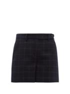 Matchesfashion.com Redvalentino - Metallic Check Wool Blend Shorts - Womens - Navy Multi