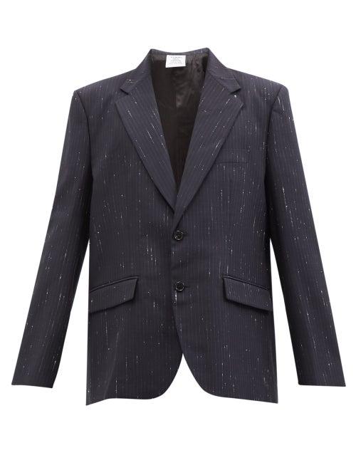 Vetements - Pinstriped Single-breasted Wool-blend Blazer - Mens - Navy