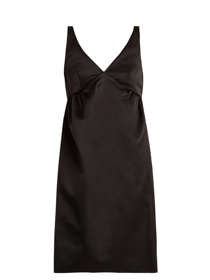 Rochas V-neck Duchess Satin Dress