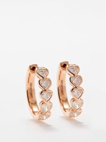 Anita Ko - Heart Small Diamond & 18kt Rose-gold Earrings - Womens - Gold Multi