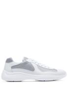 Matchesfashion.com Prada - America's Cup Leather And Silver Mesh Trainers - Mens - White