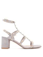 Matchesfashion.com Valentino - Rockstud Block Heel Suede Sandals - Womens - Grey