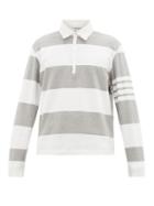 Matchesfashion.com Thom Browne - Striped Cotton-jersey Rugby Shirt - Mens - Grey