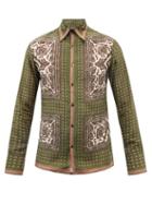 73 London - Paisley-print Silk Shirt - Mens - Green Print