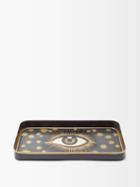 Les Ottomans - Eye Hand-painted Metal Tray - Black Multi
