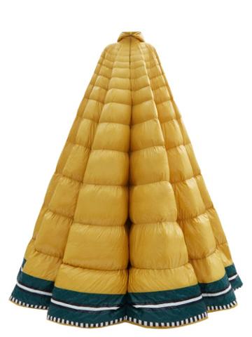 Matchesfashion.com 1 Moncler Pierpaolo Piccioli - Erminia Hooded Striped Down-filled Gown - Womens - Yellow Multi