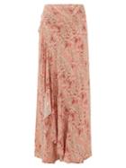 Matchesfashion.com Adriana Degreas - Aloe-print Ruffled Tie-front Skirt - Womens - Pink Print