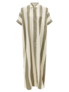 Ladies Beachwear Marrakshi Life - Patch-pocket Striped Cotton Kaftan - Womens - White Multi