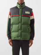Gucci - Logo-patch Quilted Down Gilet - Mens - Green Multi