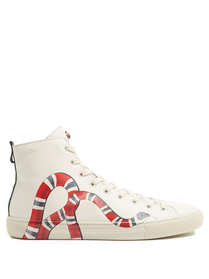 Gucci Major Snake-print High-top Leather Trainers