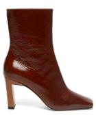 Matchesfashion.com Wandler - Isa Tri Colour Square Toe Leather Boots - Womens - Brown Multi