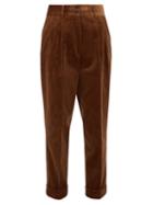 Matchesfashion.com Margaret Howell - Turned Up Pleated Corduroy Trousers - Womens - Brown