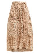 Matchesfashion.com Lisa Marie Fernandez - Nicole Broderie Anglaise Cotton Skirt - Womens - Orange Multi